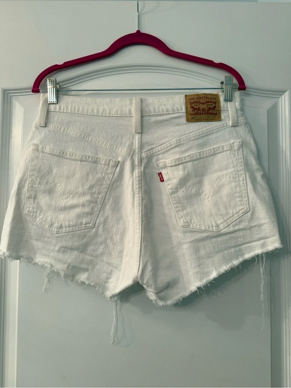 Levi’s Women’s White Distressed Denim Shorts